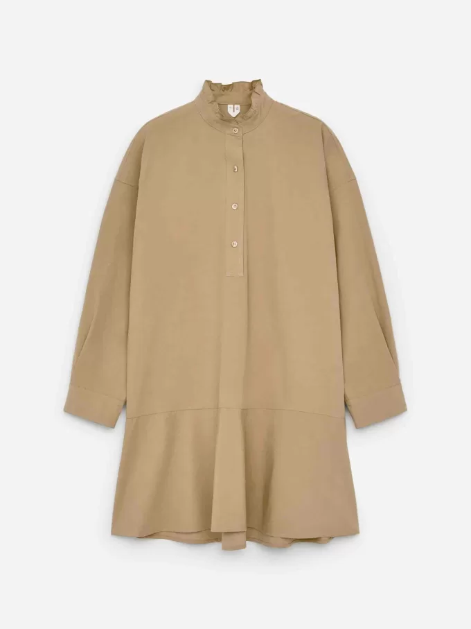 Bomuldskjole med flæsedetaljer