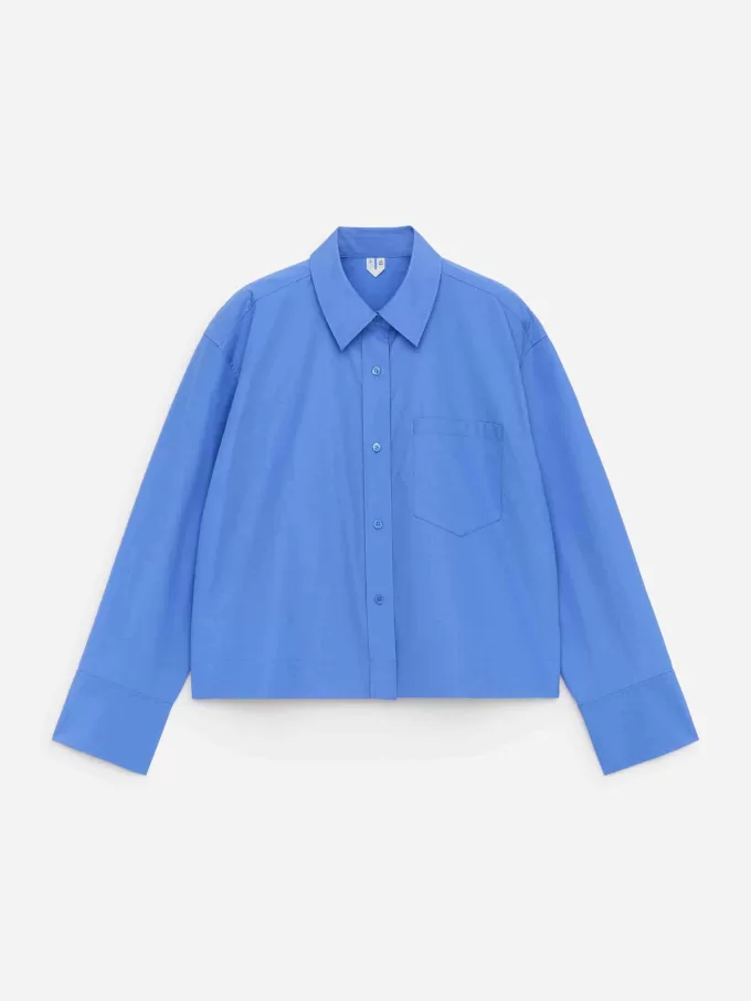 Cropped bomuldsskjorte