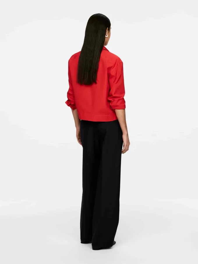 Cropped bomuldsskjorte