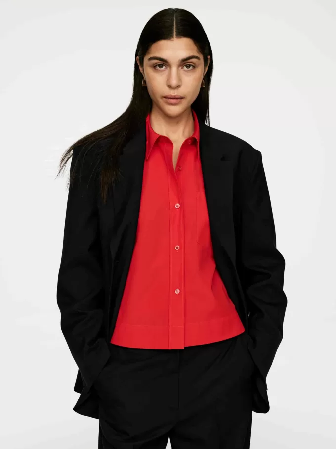 Cropped bomuldsskjorte