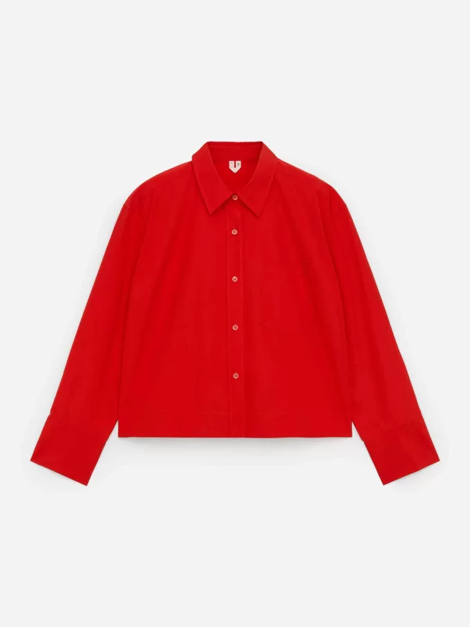 Cropped bomuldsskjorte