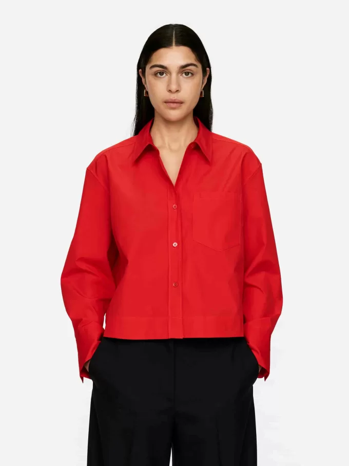 Cropped bomuldsskjorte