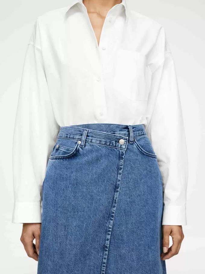 Denim slå-om nederdel