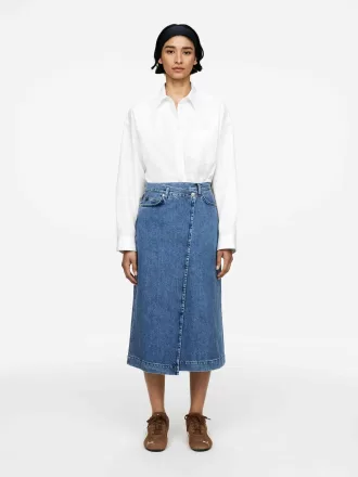 Denim slå-om nederdel