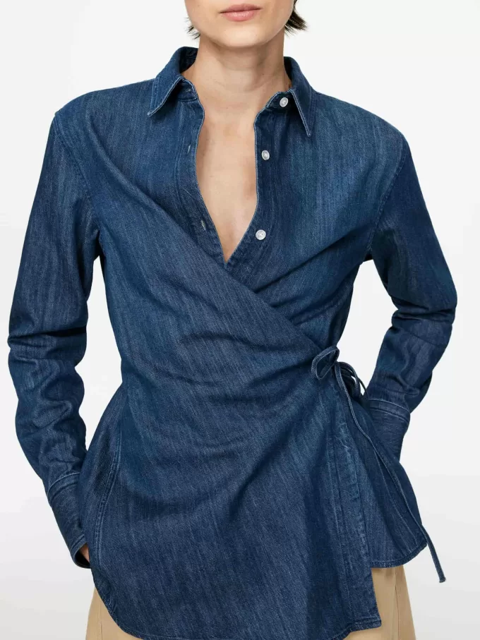 Denim wrap skjorte