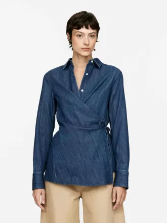 Denim wrap skjorte