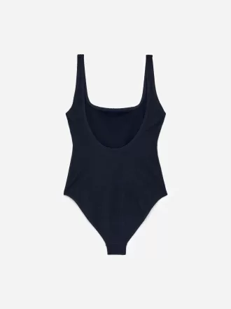 Krøllet badedragt med firkantet hals