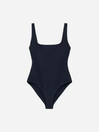 Krøllet badedragt med firkantet hals