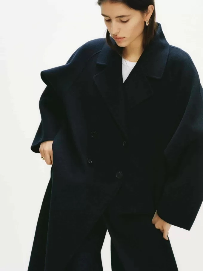 Oversized uldblandingsfrakke