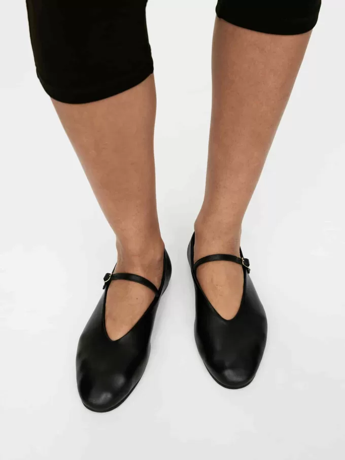Læder Mary Jane Flats Læder Mary Jane Flats