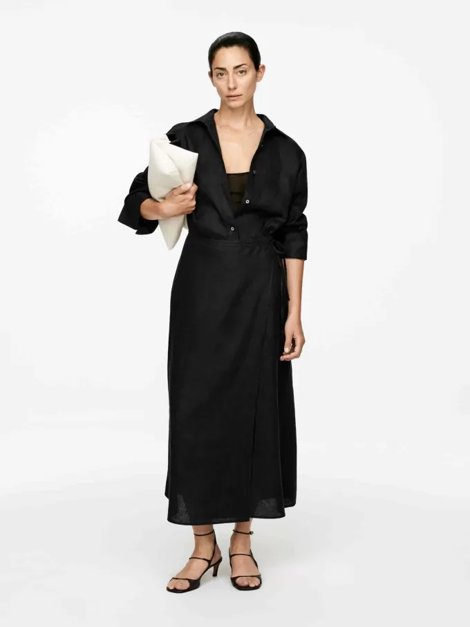 Linned wrap nederdel