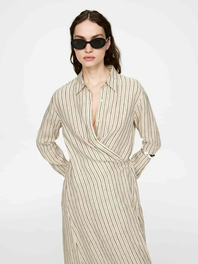 Omslag-detalje linned kjole