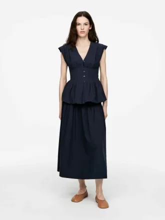 Pintuck bomuldsnederdel