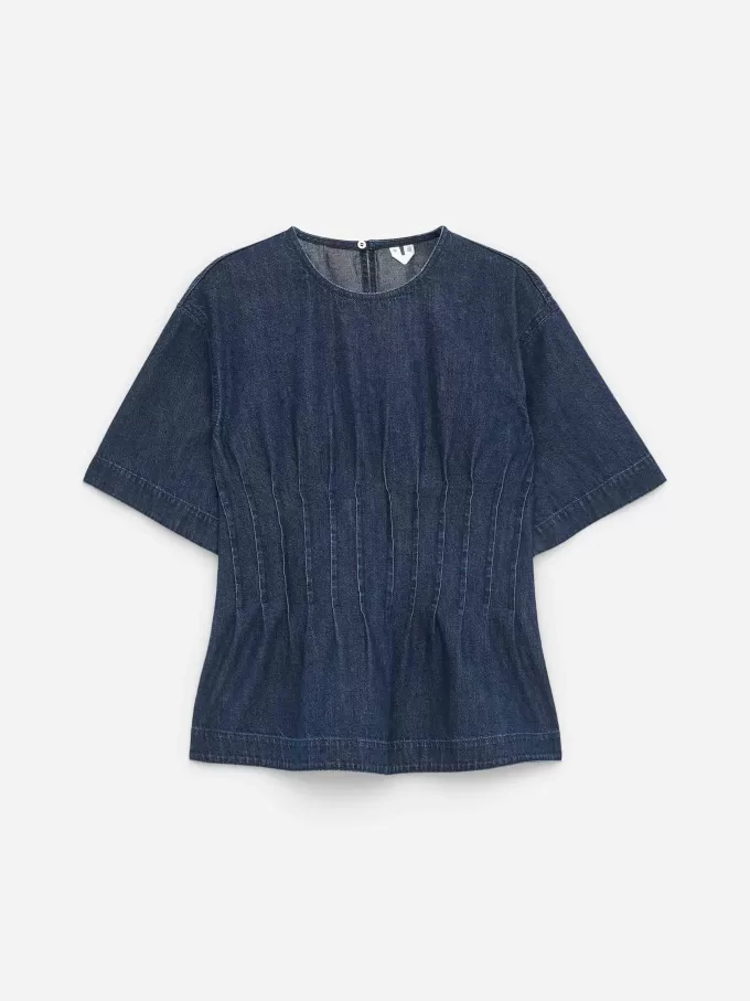 Plisseret denim top