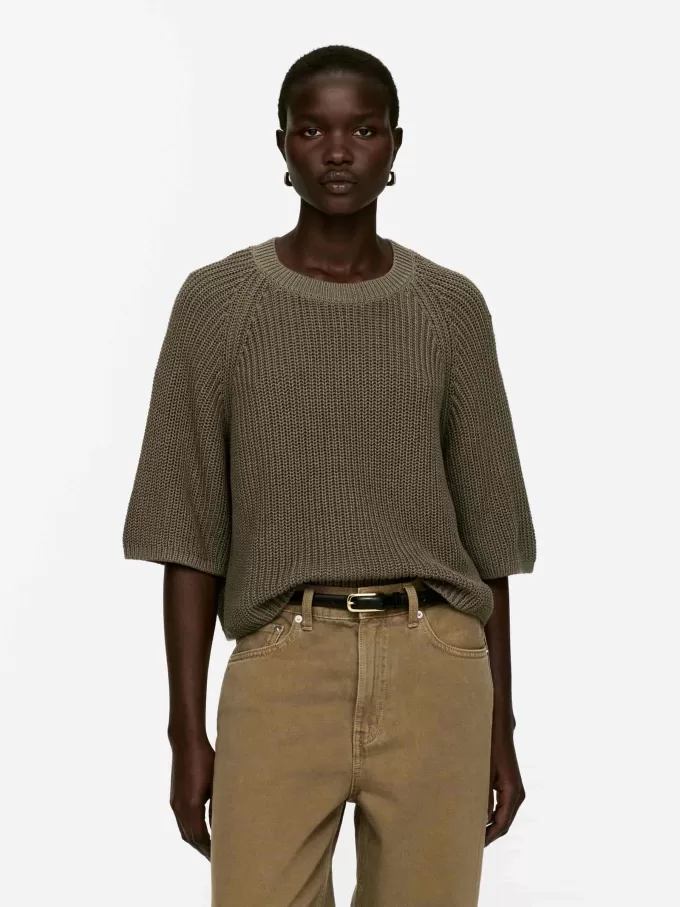 Ribstrikket kortærmet top