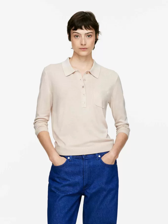 Strikket poloskjorte