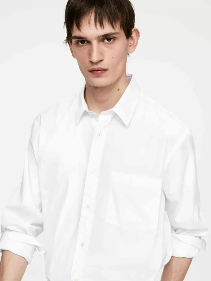 Afslappet Poplin skjorte