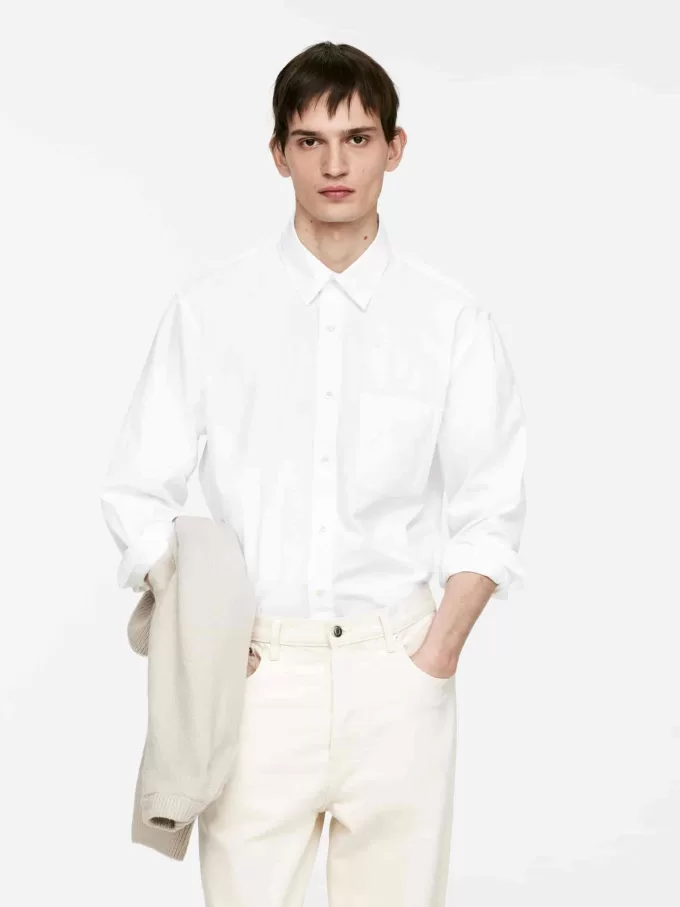 Afslappet Poplin skjorte