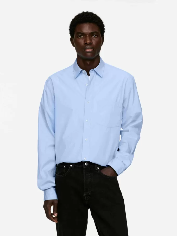 Afslappet Poplin skjorte