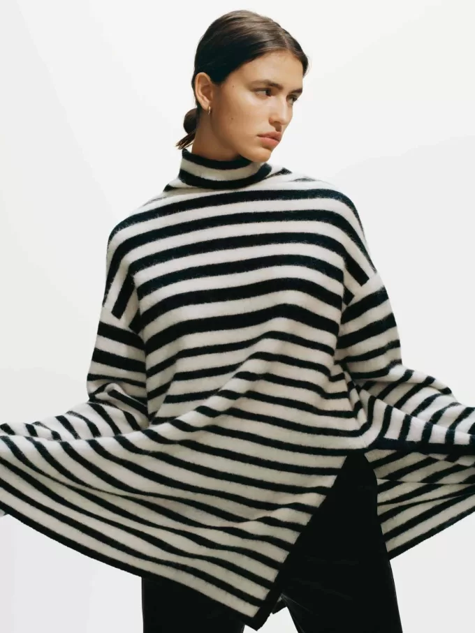 Alpaca-uld blanding skorstenstrøje