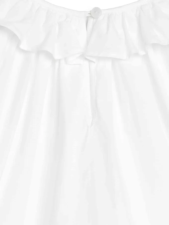 Bluse med flæsekrave