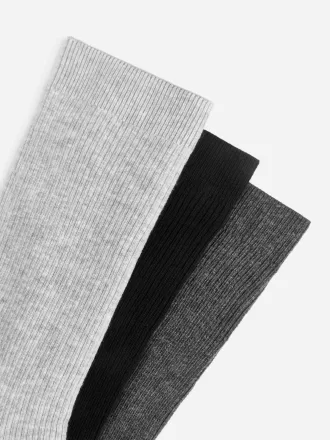 Bomuldsribsokker sæt med 3 stk