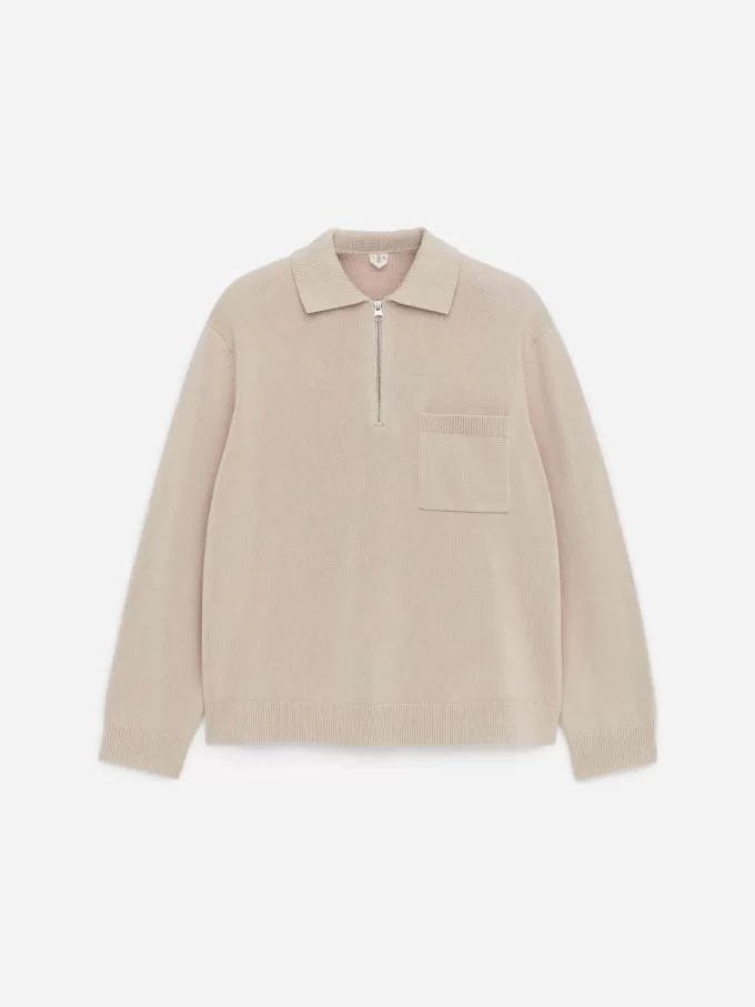 Bomuldstrøje med halv lynlås