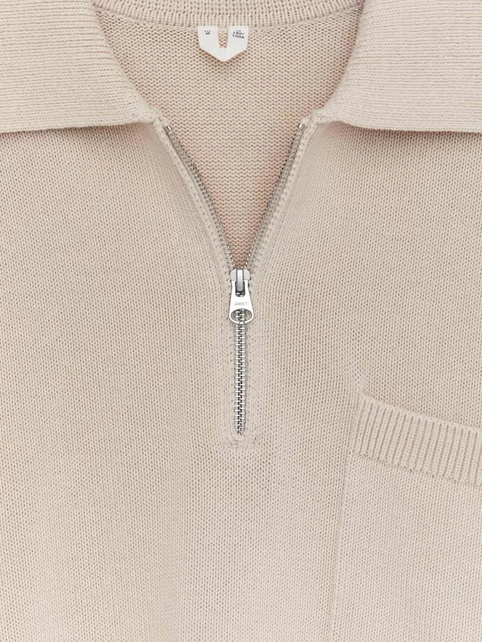 Bomuldstrøje med halv lynlås