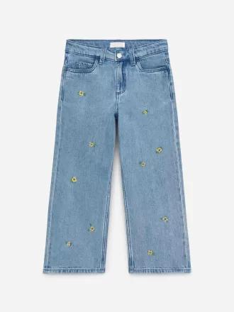 Broderede denimbukser