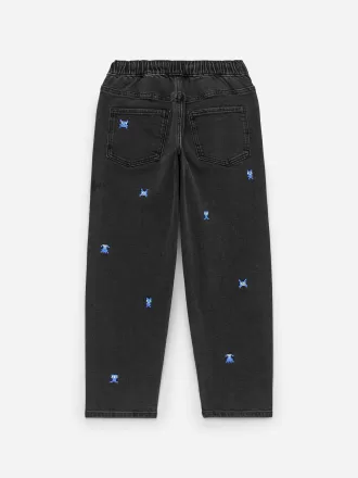 Broderede denimbukser