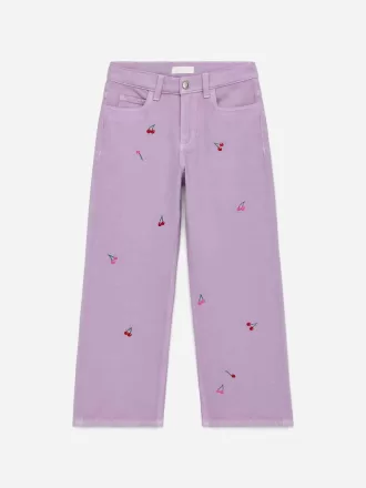 Broderede denimbukser