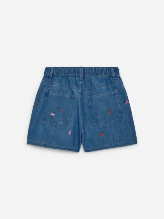 Broderede denimshorts