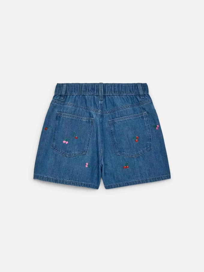 Broderede denimshorts