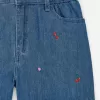 Broderede denimshorts