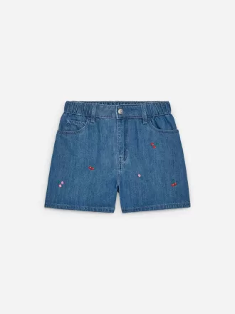 Broderede denimshorts