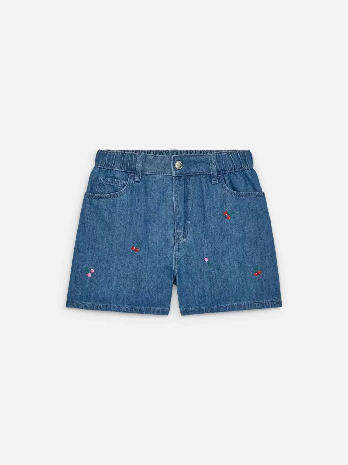 Broderede denimshorts