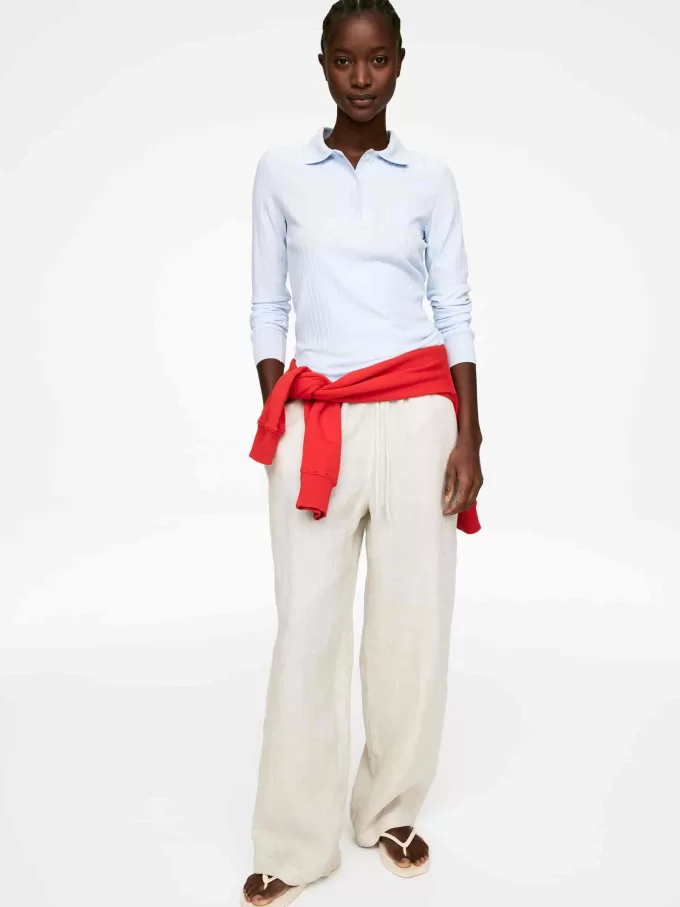 Bukser med snoretræk i hør Bukser med snoretræk i hør