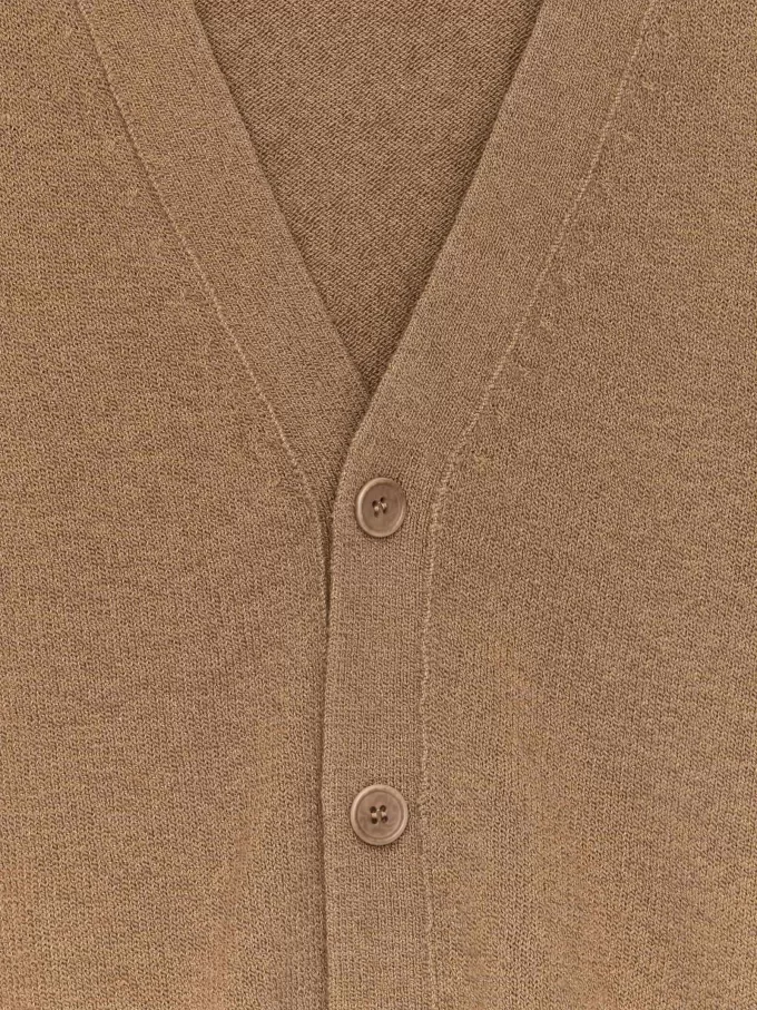 Cardigan af uld i bomuld