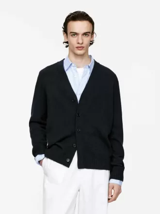 Cardigan af uld i bomuld