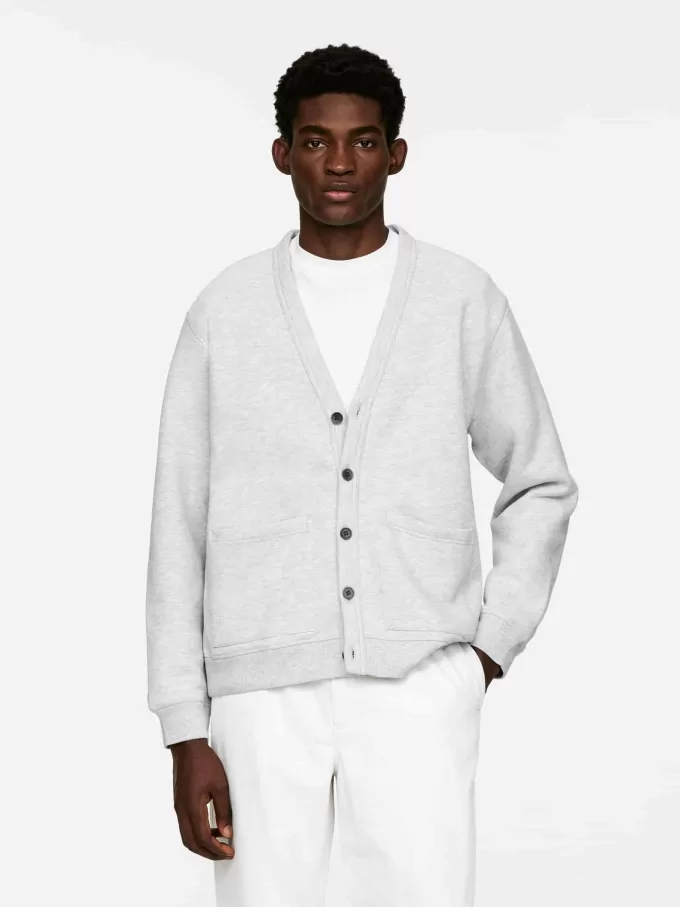 Cardigan i bomuldsjersey