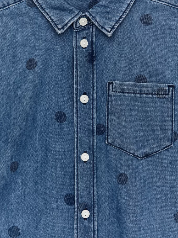 Denimskjorte med tryk