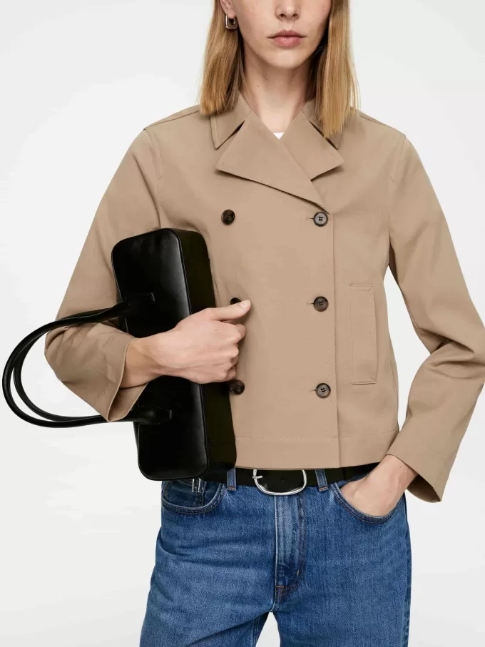 Dobbeltradet bomuldsblazer