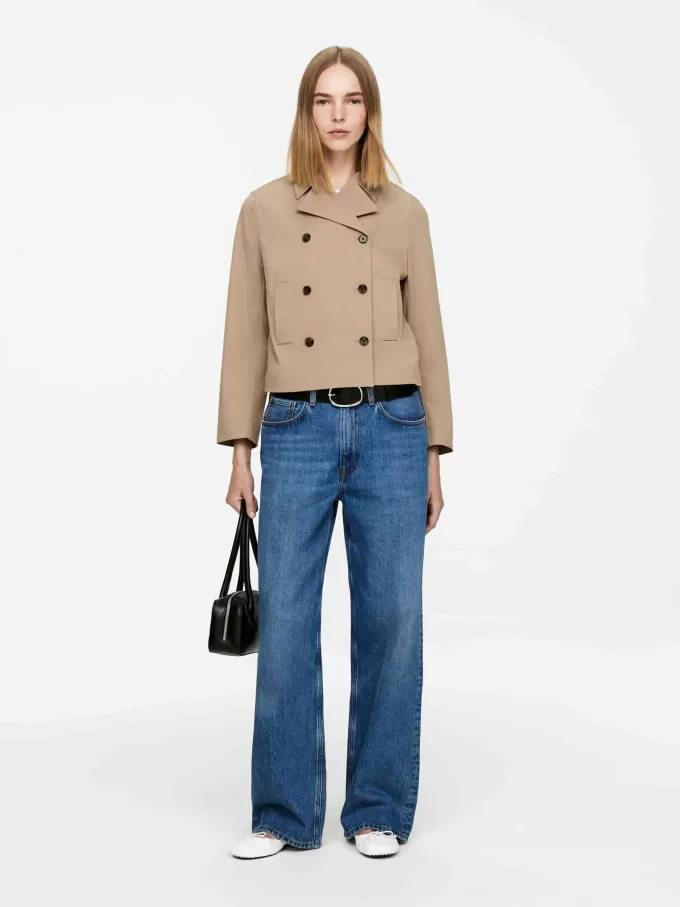 Dobbeltradet bomuldsblazer