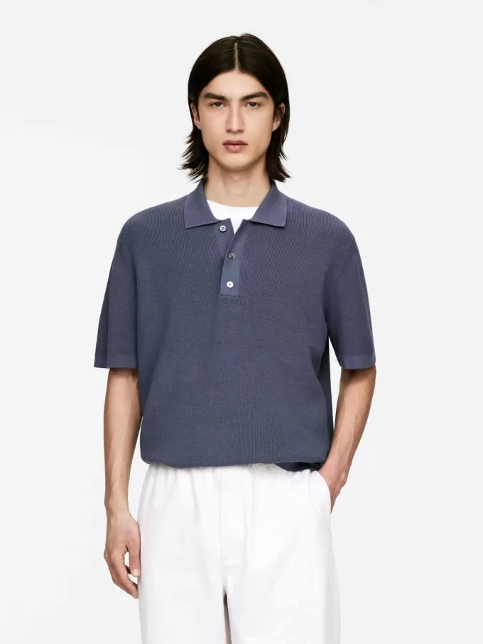 Finstrikket poloshirt