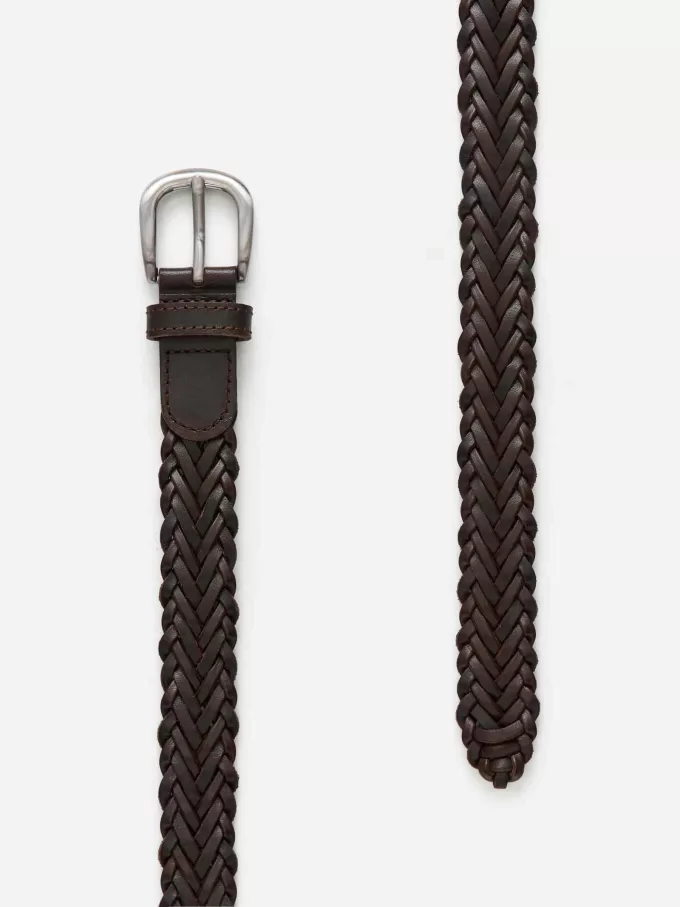Flettet læderbælte