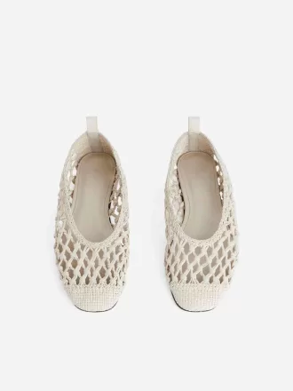 Hæklet læder ballerina