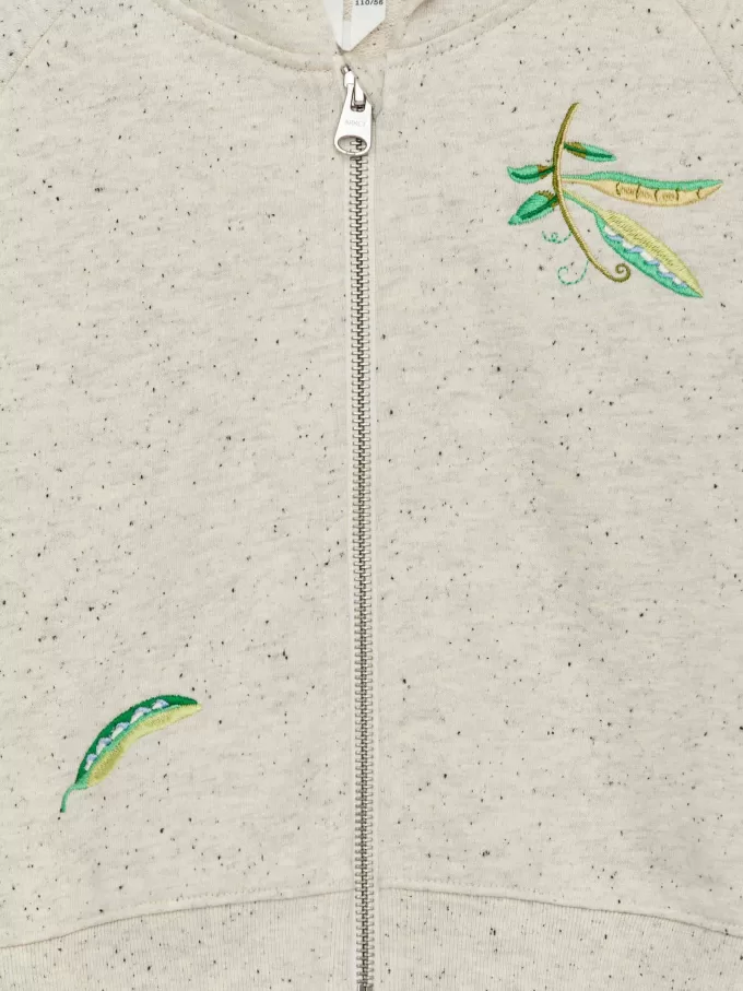 Hættetrøje med broderet lynlås