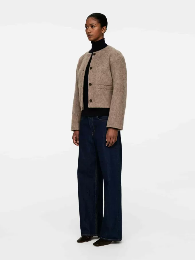 Jakke i børstet uldblanding