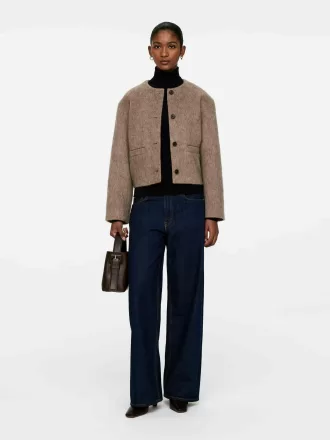 Jakke i børstet uldblanding