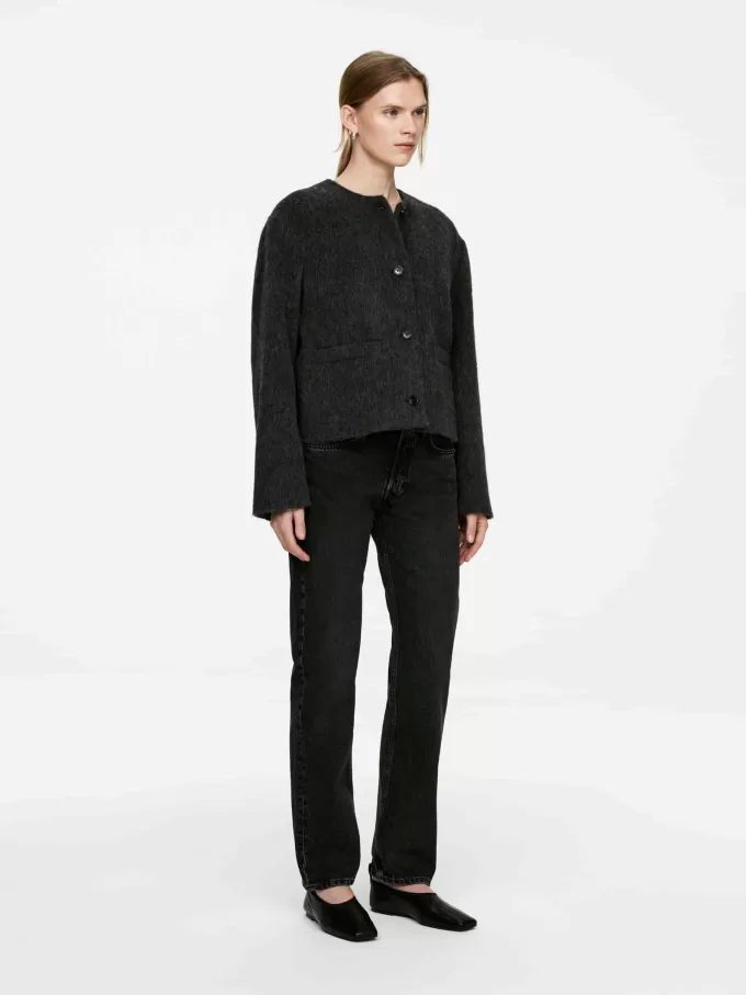 Jakke i børstet uldblanding